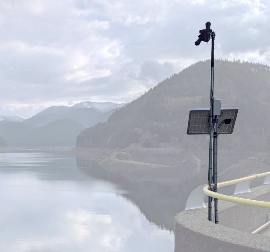 Close-up of the Aqualytics hyperspectral sensor head, showing sky-facing and water-facing optical sensors